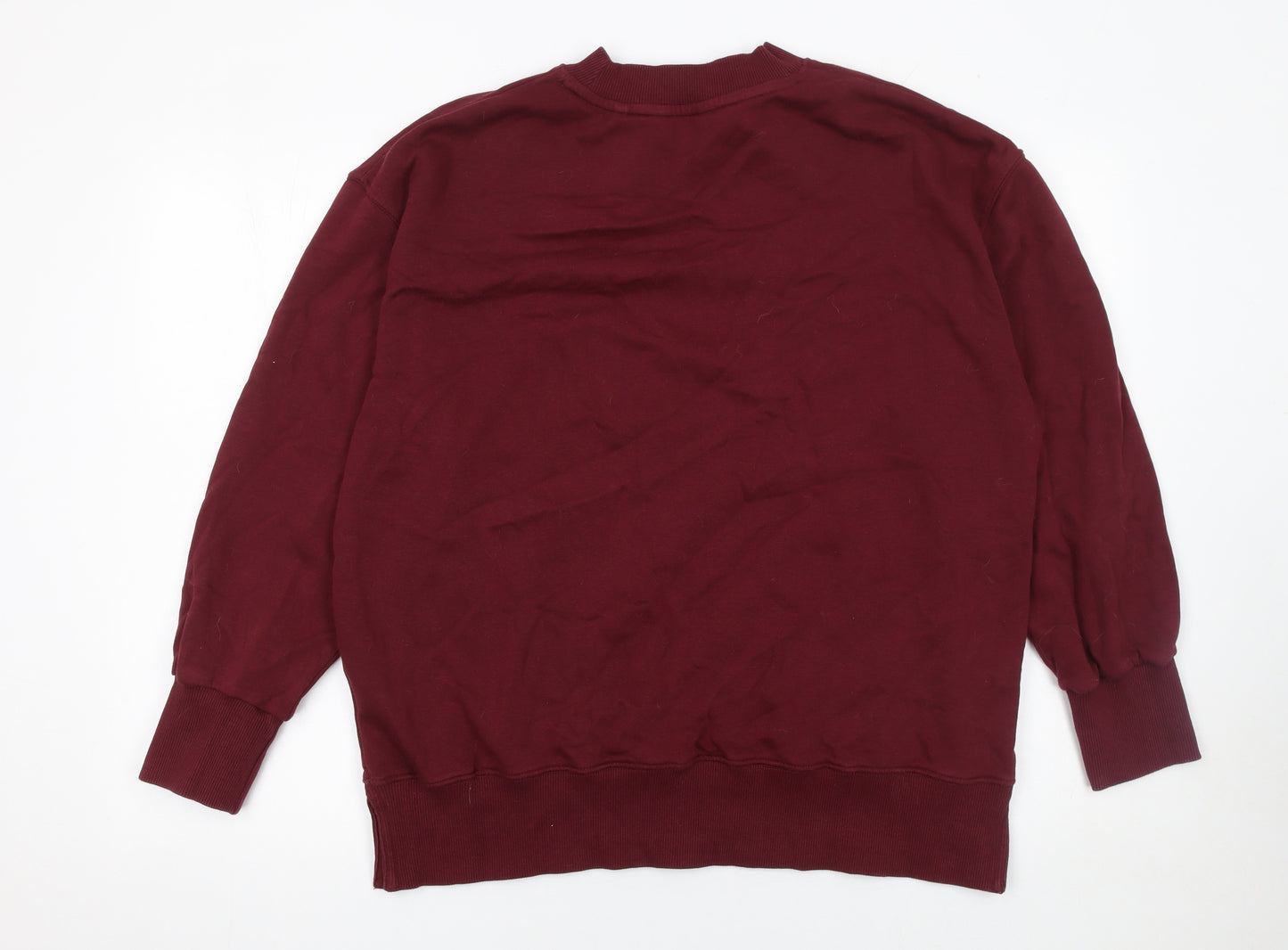 Next Women's Burgundy Crew Neck Pullover Sweatshirt L Cotton Blend