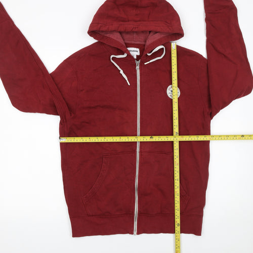 Converse Men's Red Full Zip Hoodie Size S Cotton Blend