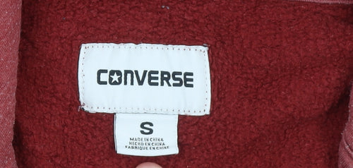 Converse Men's Red Full Zip Hoodie Size S Cotton Blend
