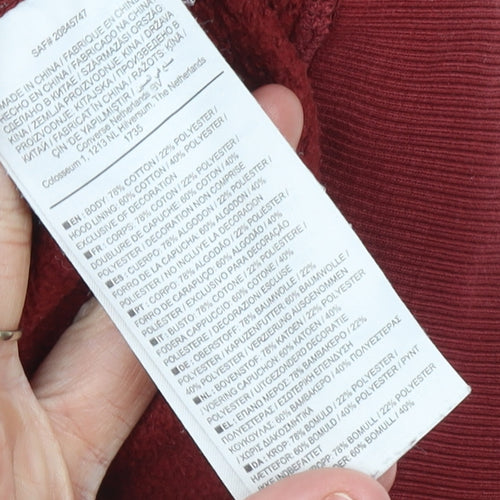 Converse Men's Red Full Zip Hoodie Size S Cotton Blend