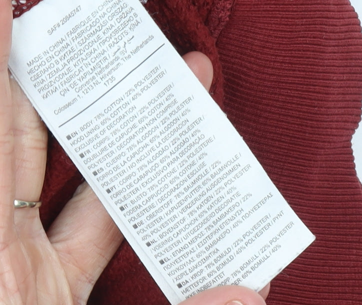 Converse Men's Red Full Zip Hoodie Size S Cotton Blend