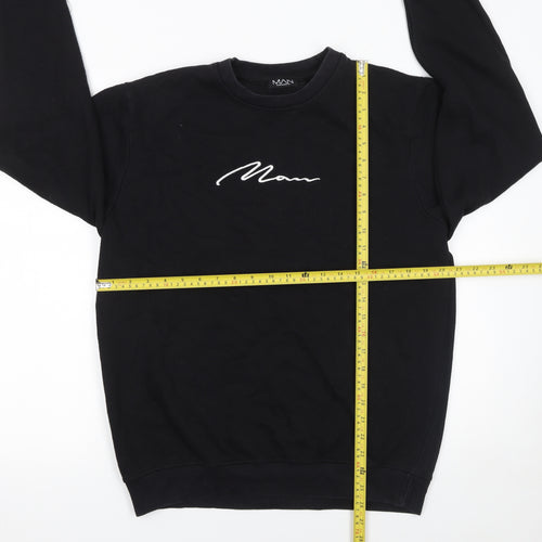 boohooMAN Men’s Black Embroidered Logo Pullover Sweatshirt Size L