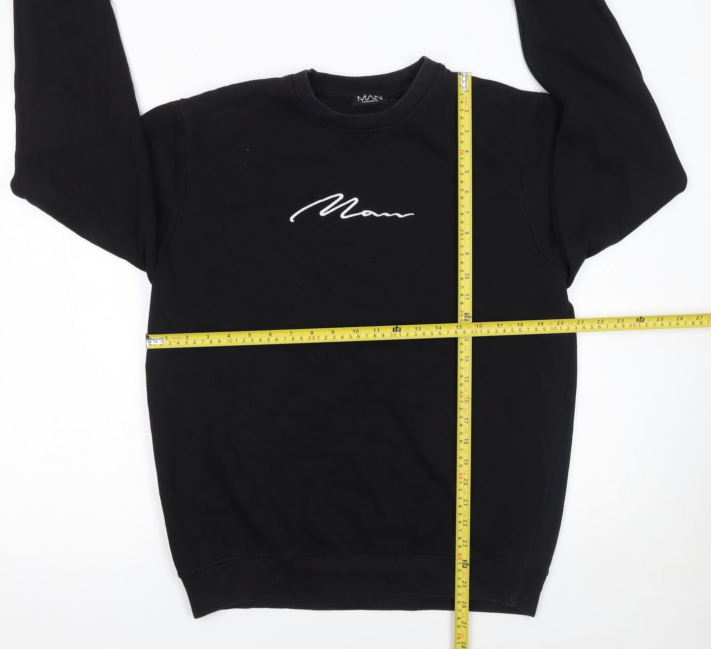 boohooMAN Men’s Black Embroidered Logo Pullover Sweatshirt Size L