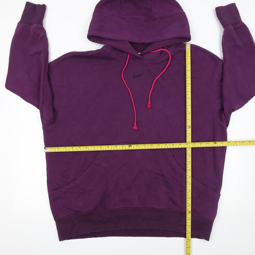 Nike Womens Purple Pullover Hoodie Size L Cotton Blend Logo Casual