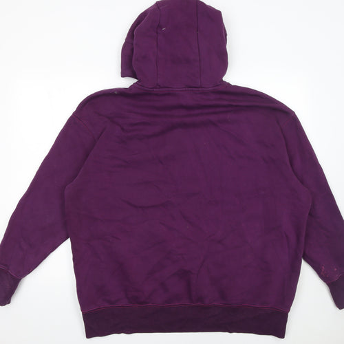 Nike Womens Purple Pullover Hoodie Size L Cotton Blend Logo Casual