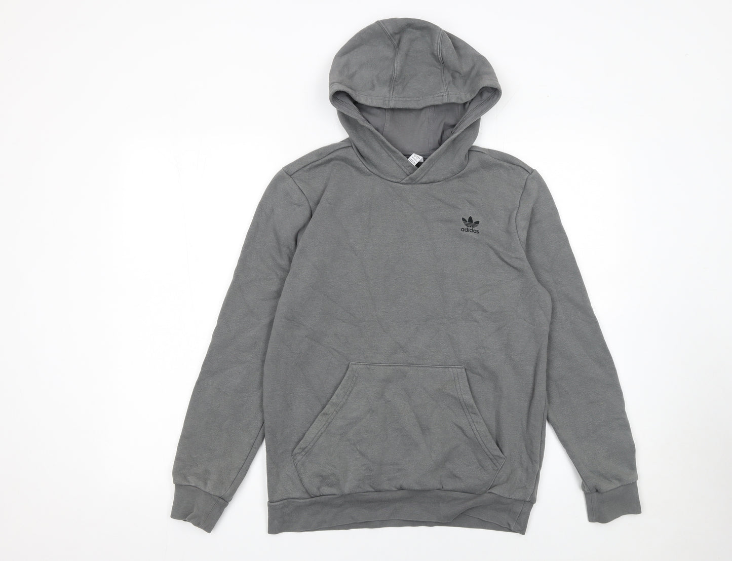 Adidas Boys Grey Pullover Hoodie Size 13-14 Years Cotton Blend