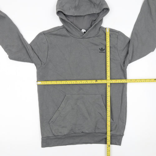 Adidas Boys Grey Pullover Hoodie Size 13-14 Years Cotton Blend