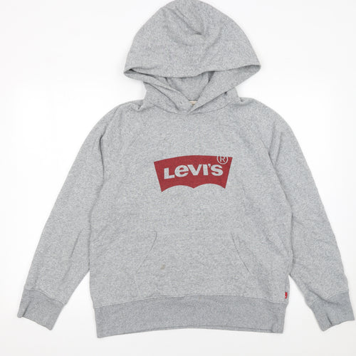 Levi's Womens Grey Hoodie Small Pullover Logo Cotton Blend Casual