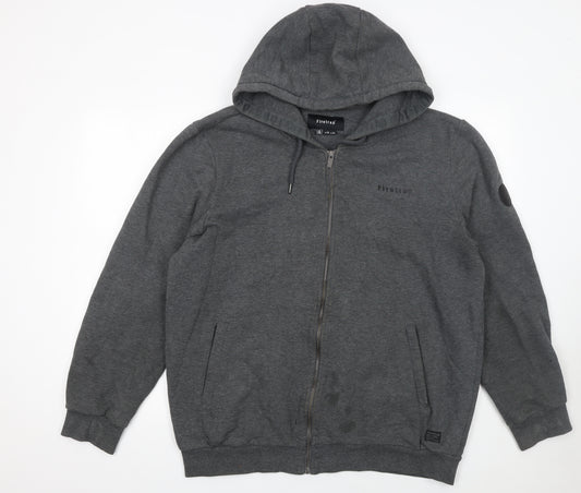 Firetrap Men's Grey Full Zip Hoodie 2XL Regular Fit Cotton Blend