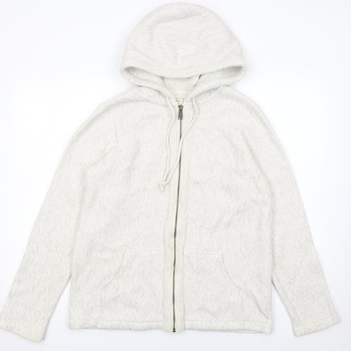 Fat Face Women Ivory Cotton Full Zip Hooded Jumper Size 10