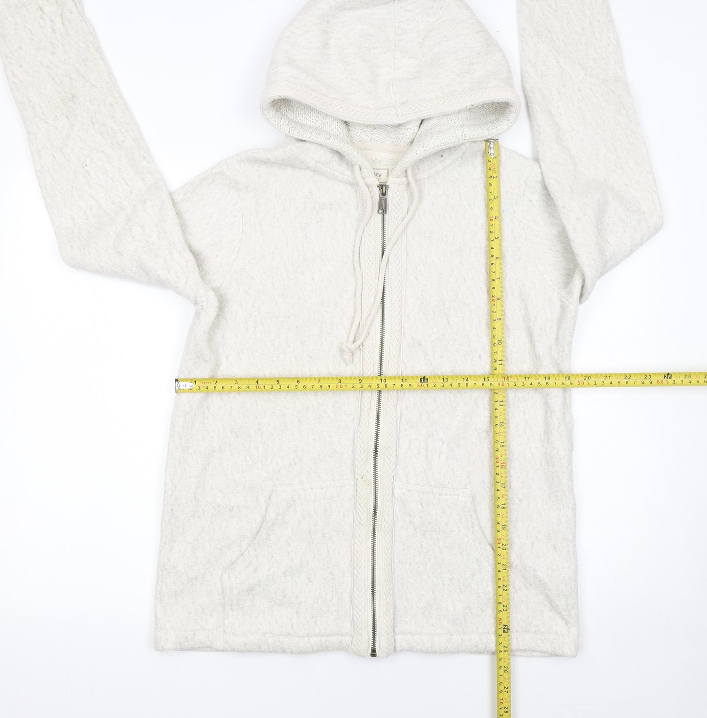 Fat Face Women Ivory Cotton Full Zip Hooded Jumper Size 10
