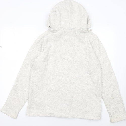 Fat Face Women Ivory Cotton Full Zip Hooded Jumper Size 10