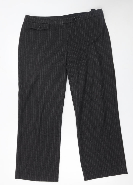 Marks and Spencer Women's Grey Pinstripe Wool Blend Dress Pants Size 14