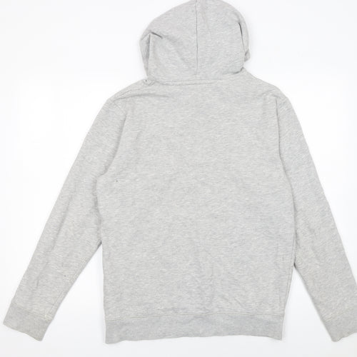 FILA Mens Grey Pullover Hoodie Small Regular Fit Logo Fleece Sweatshirt