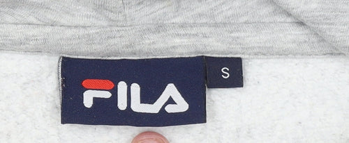 FILA Mens Grey Pullover Hoodie Small Regular Fit Logo Fleece Sweatshirt