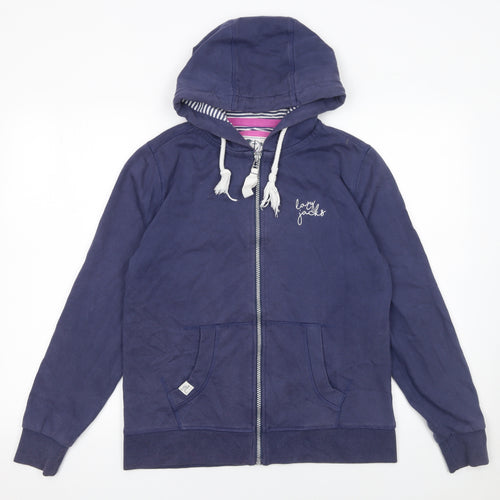 Lazy Jacks Womens Navy Full Zip Hoodie UK 10 Cotton Blend Casual