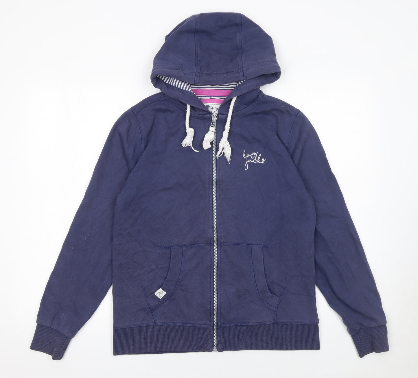 Lazy Jacks Womens Navy Full Zip Hoodie UK 10 Cotton Blend Casual