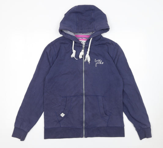 Lazy Jacks Womens Navy Full Zip Hoodie UK 10 Cotton Blend Casual