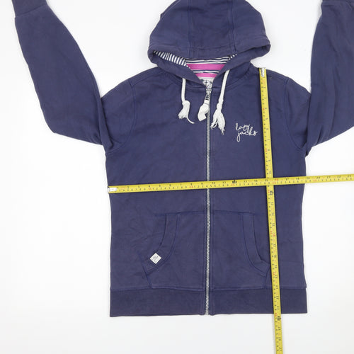 Lazy Jacks Womens Navy Full Zip Hoodie UK 10 Cotton Blend Casual