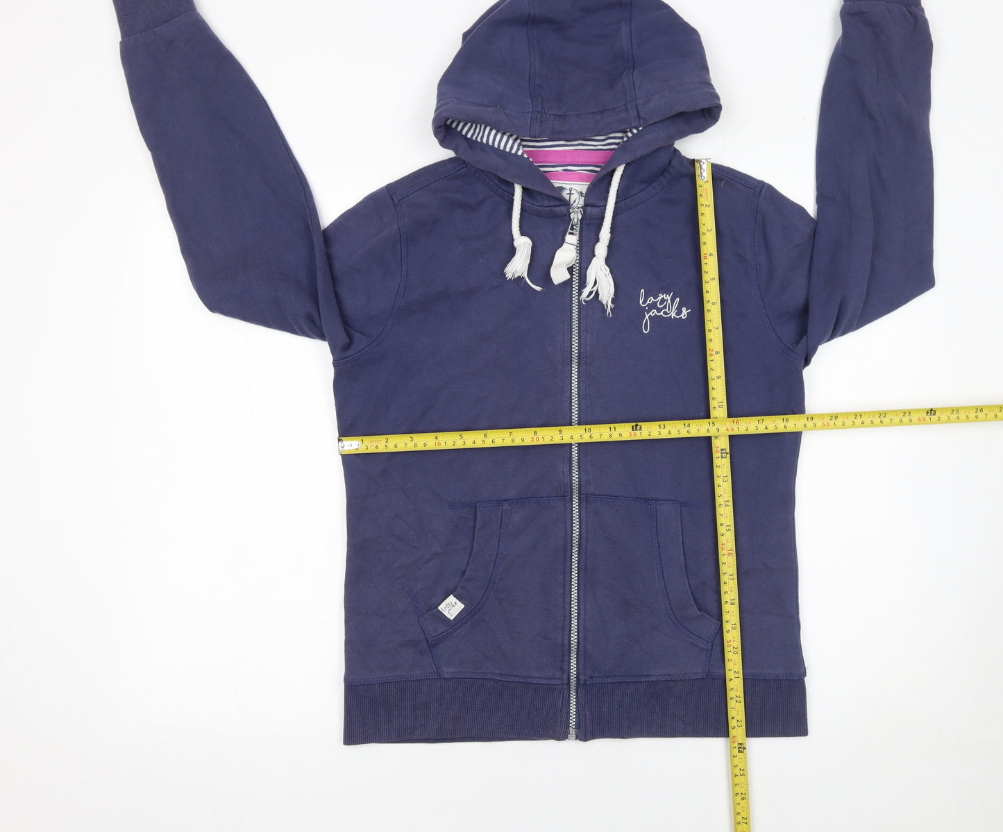 Lazy Jacks Womens Navy Full Zip Hoodie UK 10 Cotton Blend Casual