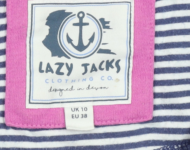 Lazy Jacks Womens Navy Full Zip Hoodie UK 10 Cotton Blend Casual