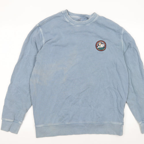 Marks and Spencer Men's Blue Embroidered Crew Neck Sweatshirt M