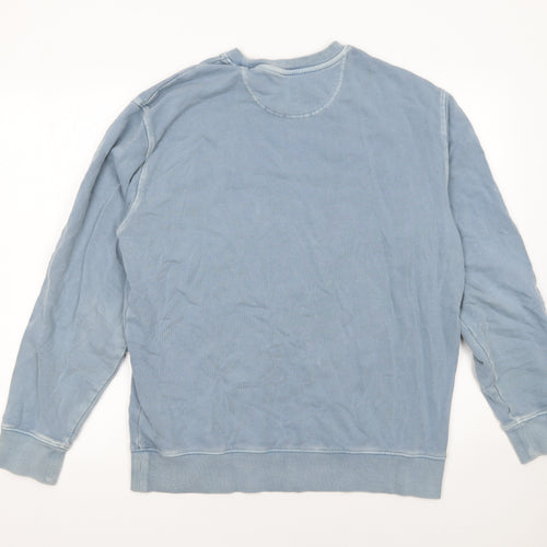 Marks and Spencer Men's Blue Embroidered Crew Neck Sweatshirt M