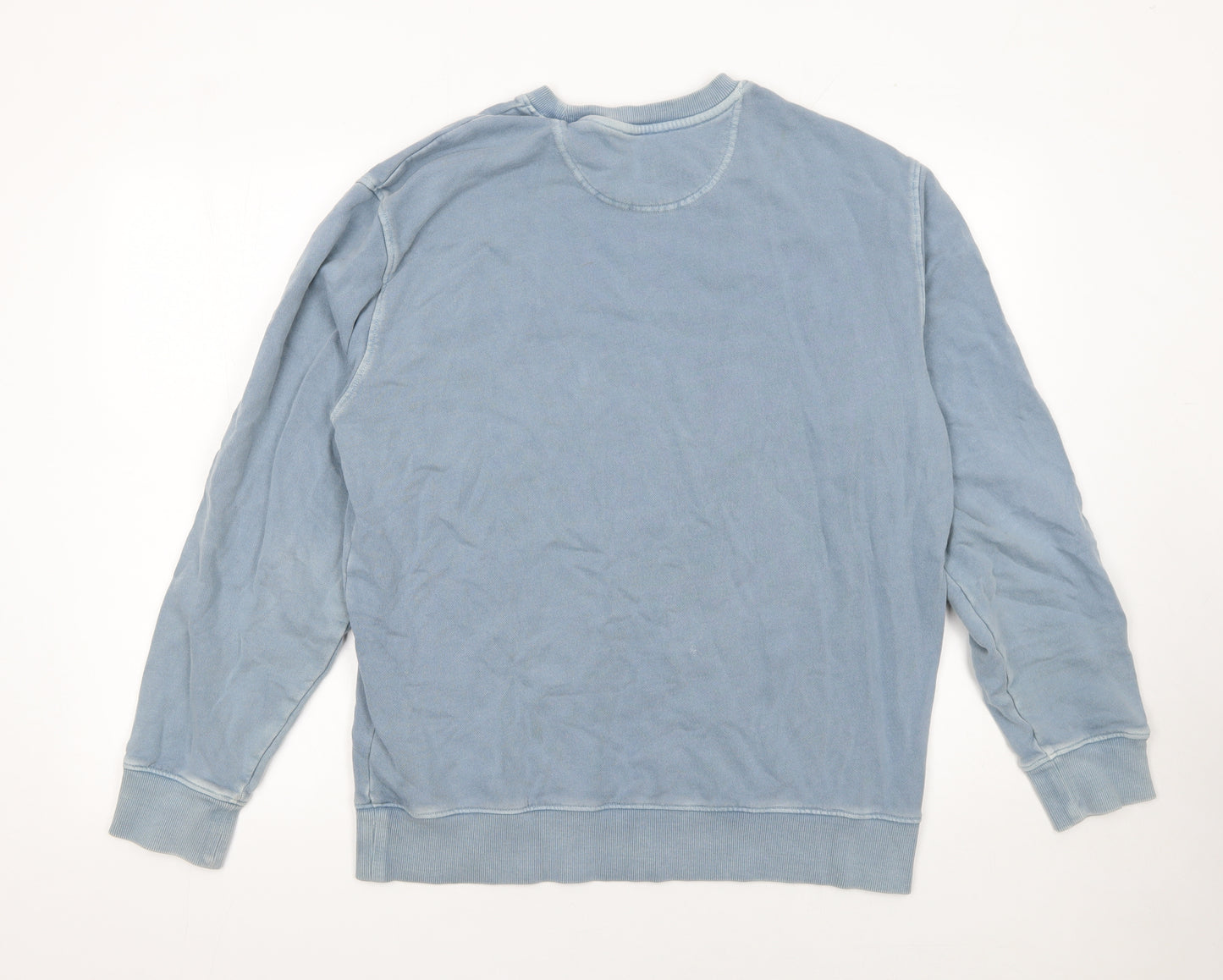 Marks and Spencer Men's Blue Embroidered Crew Neck Sweatshirt M
