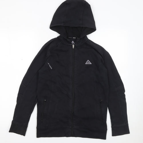 -9° PEAK Boys Black Full Zip Hoodie 12-13 Years Outdoor Fleece