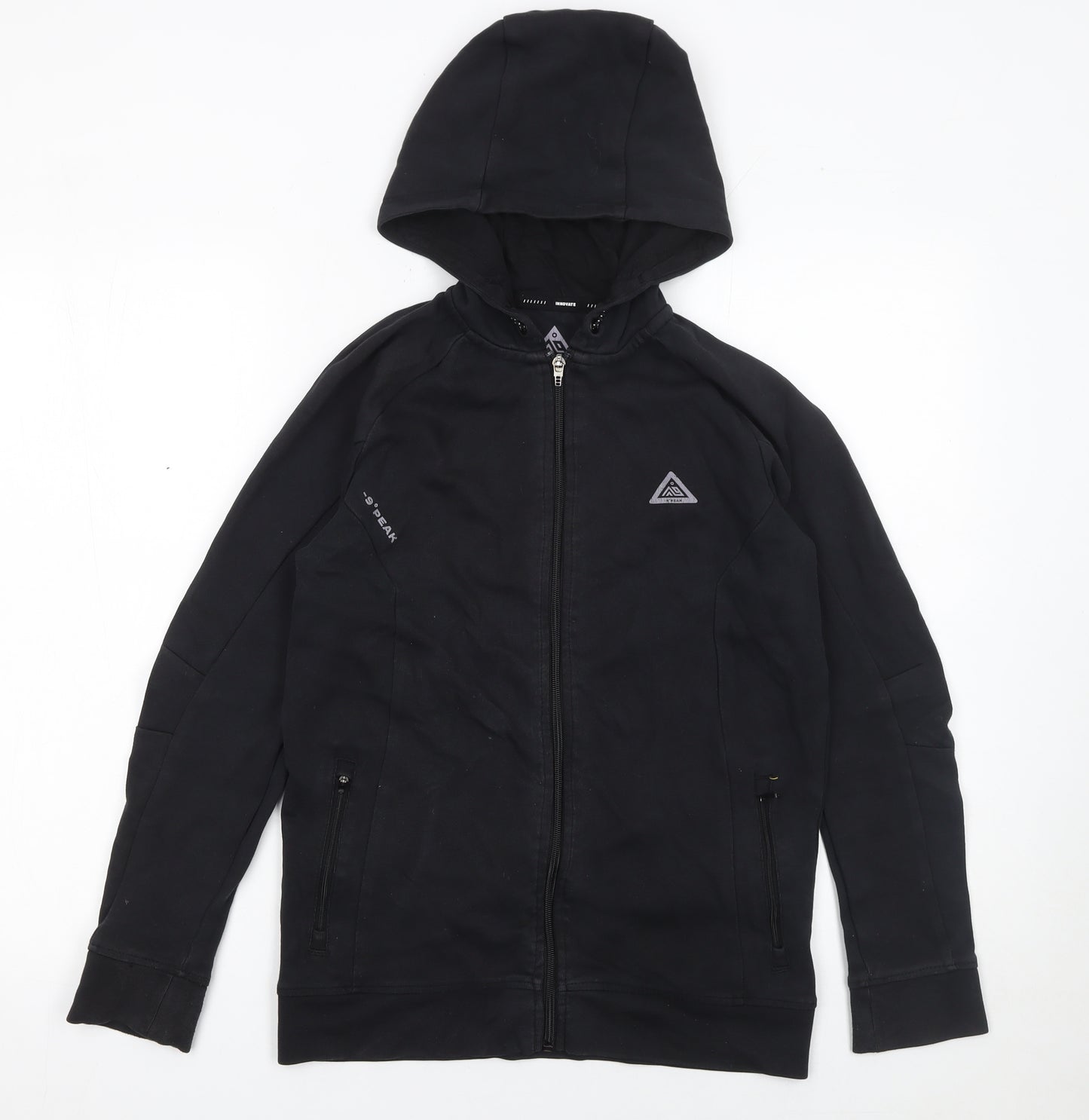-9° PEAK Boys Black Full Zip Hoodie 12-13 Years Outdoor Fleece