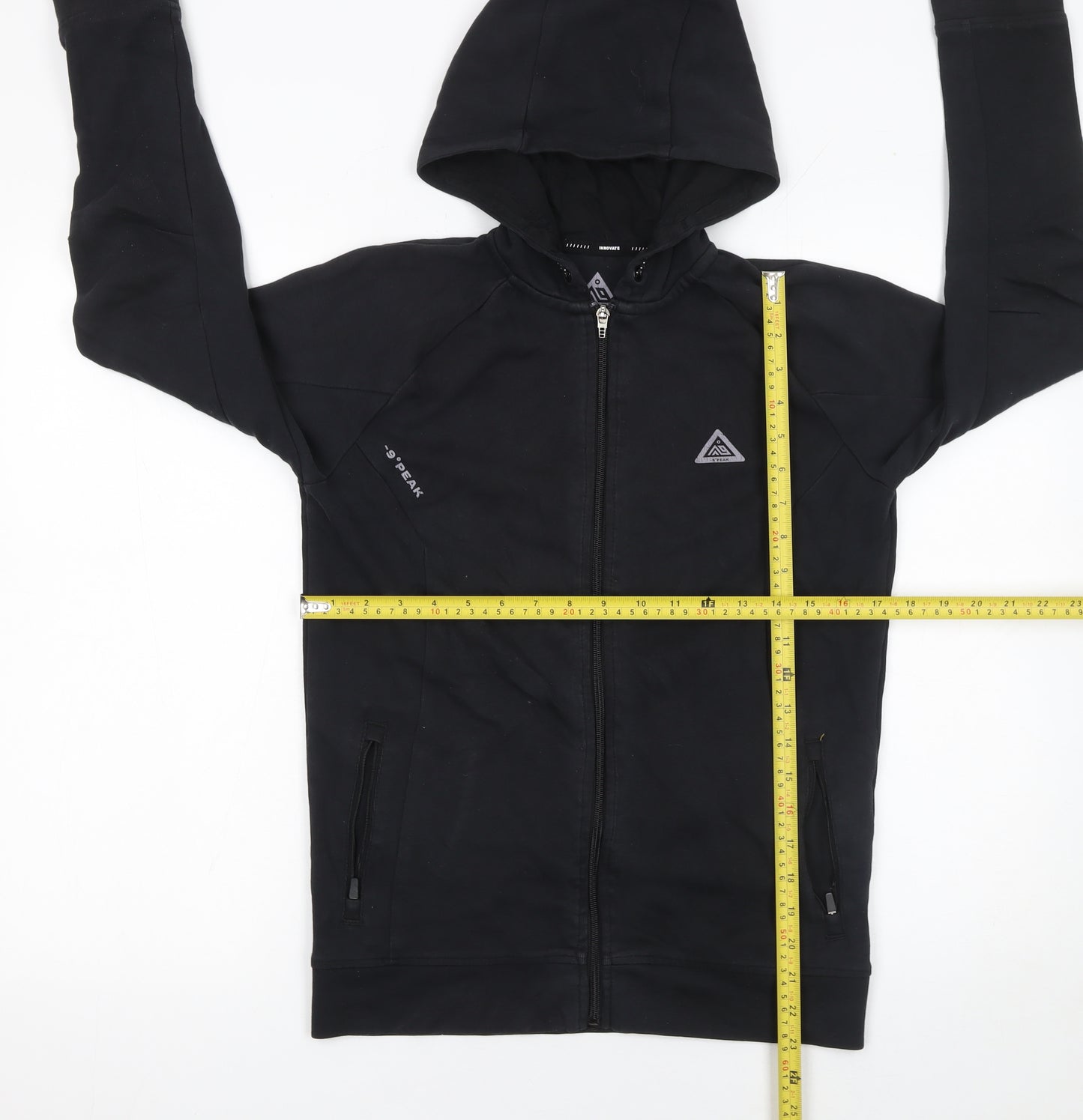 -9° PEAK Boys Black Full Zip Hoodie 12-13 Years Outdoor Fleece