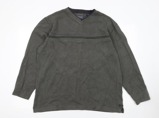 Maine New England Men’s Green Cotton V-Neck Pullover Sweatshirt Size L