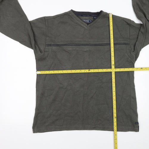 Maine New England Men’s Green Cotton V-Neck Pullover Sweatshirt Size L