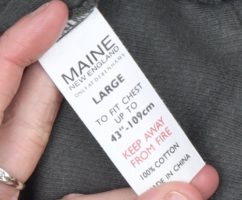 Maine New England Men’s Green Cotton V-Neck Pullover Sweatshirt Size L