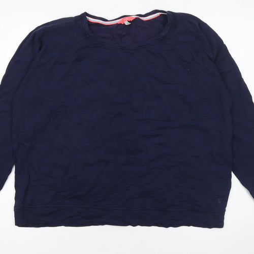 Joules Womens Blue Long Sleeve Crew Neck Regular Fit T-Shirt Size 18