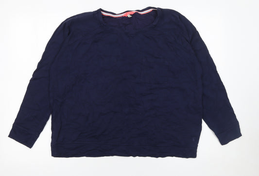 Joules Womens Blue Long Sleeve Crew Neck Regular Fit T-Shirt Size 18