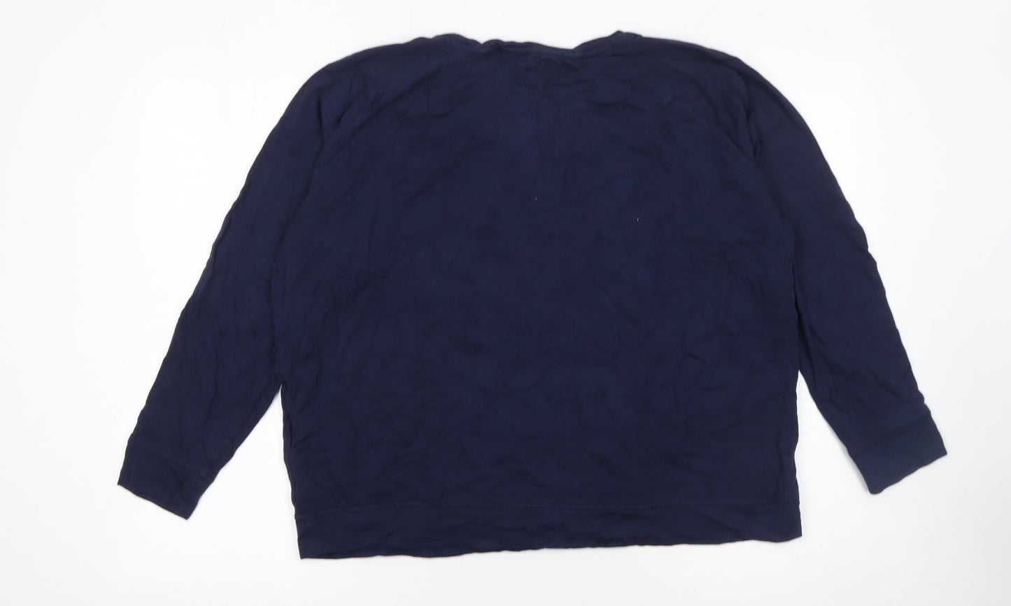 Joules Womens Blue Long Sleeve Crew Neck Regular Fit T-Shirt Size 18