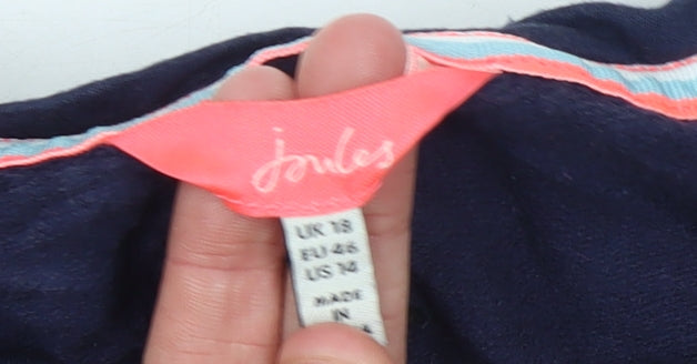 Joules Womens Blue Long Sleeve Crew Neck Regular Fit T-Shirt Size 18