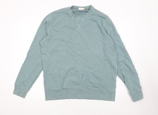 Marks and Spencer Men's Green Cotton Crew Neck Sweatshirt XL