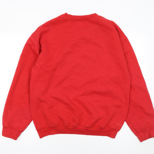 PrettyLittleThing Women Red Graphic Logo Sweatshirt Size S Cotton Blend