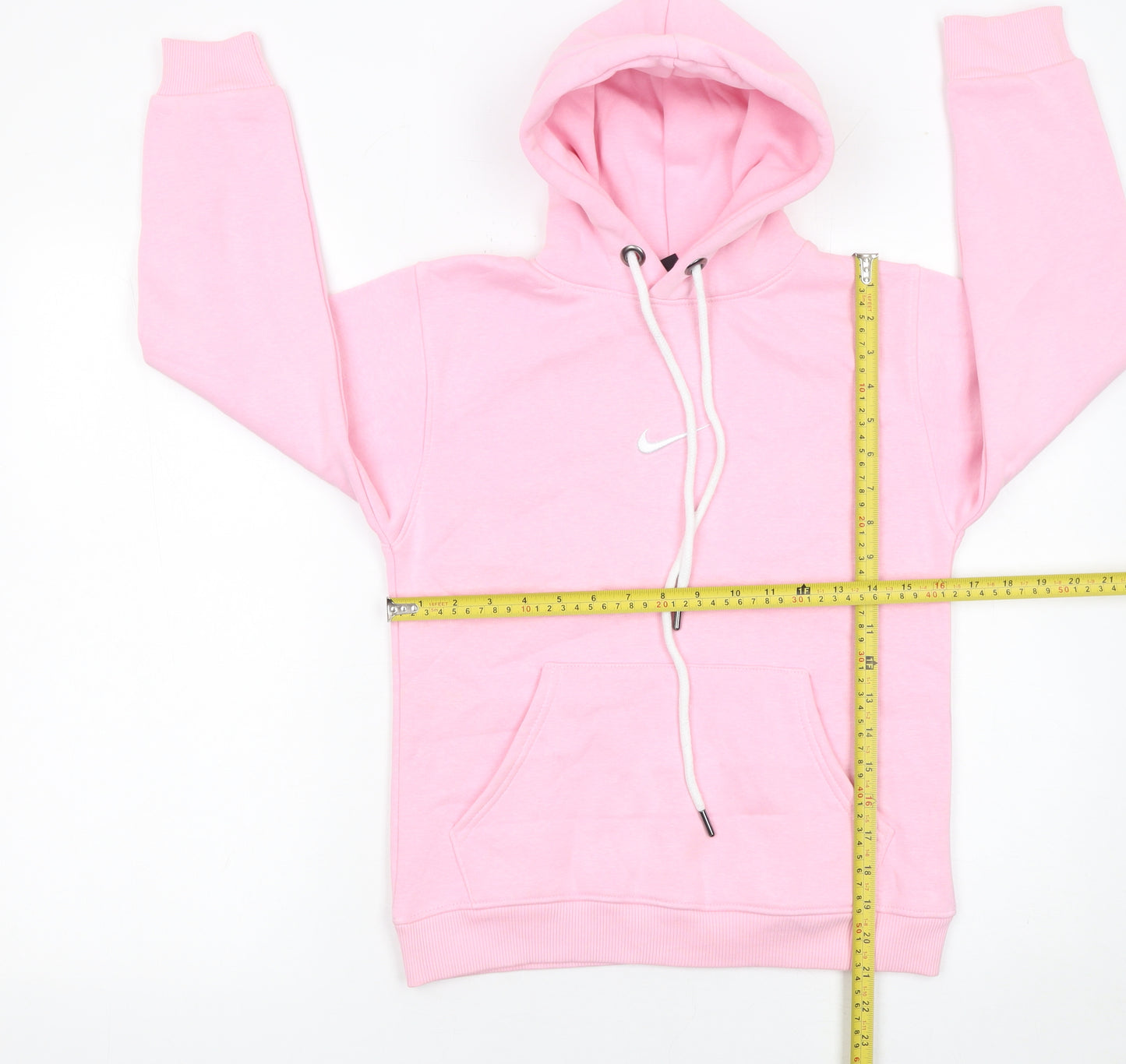 Nike Girls Pink Pullover Hoodie Size 152 Fleece Cotton Blend Hooded Sweatshirt