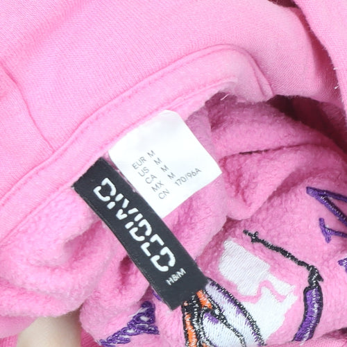 H&M Divided Women Pink Aspen Pullover Hoodie Size 12 Cotton Blend