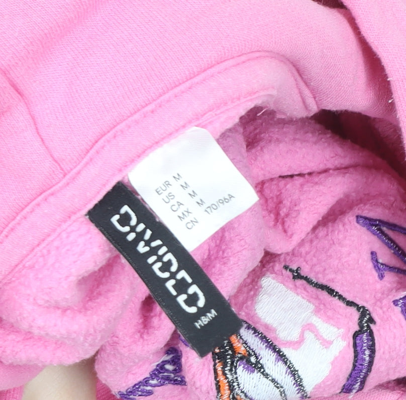 H&M Divided Women Pink Aspen Pullover Hoodie Size 12 Cotton Blend