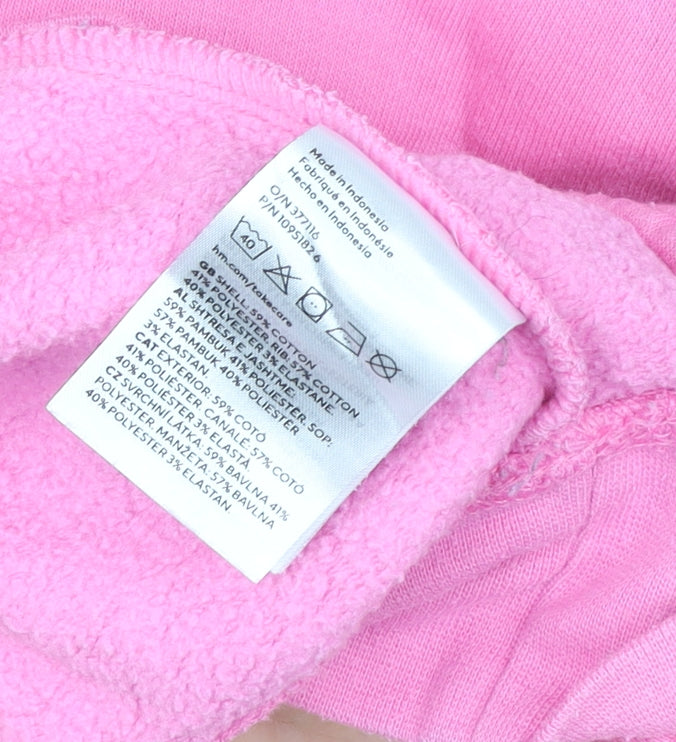 H&M Divided Women Pink Aspen Pullover Hoodie Size 12 Cotton Blend