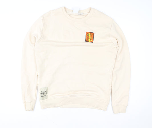 ZARA x Keith Haring Womens Beige Cotton Pullover Sweatshirt L