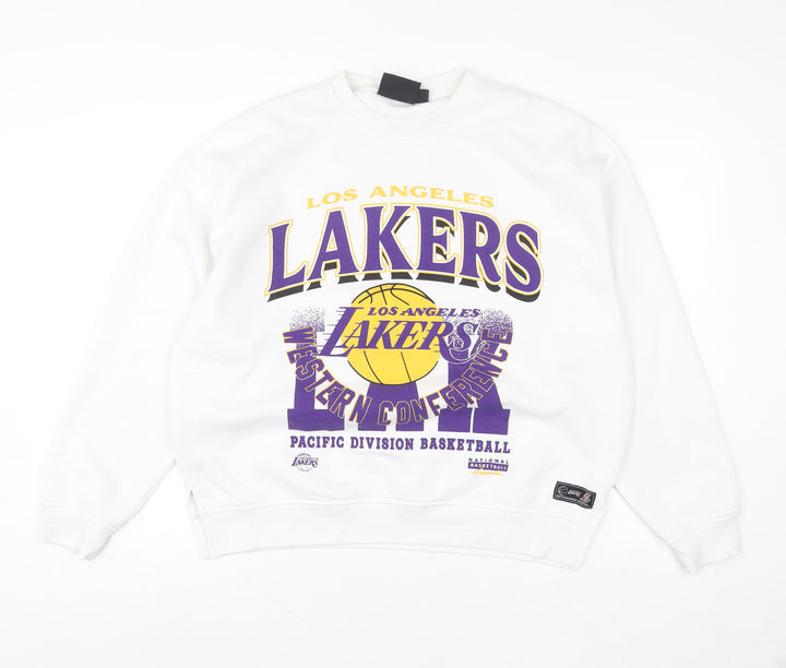 NBA Los Angeles Lakers White Crew Neck Sweatshirt Women S