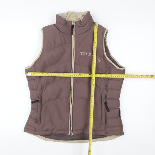 Todd & Co. Women's Brown Puffer Waistcoat Size 10 Sleeveless Gilet