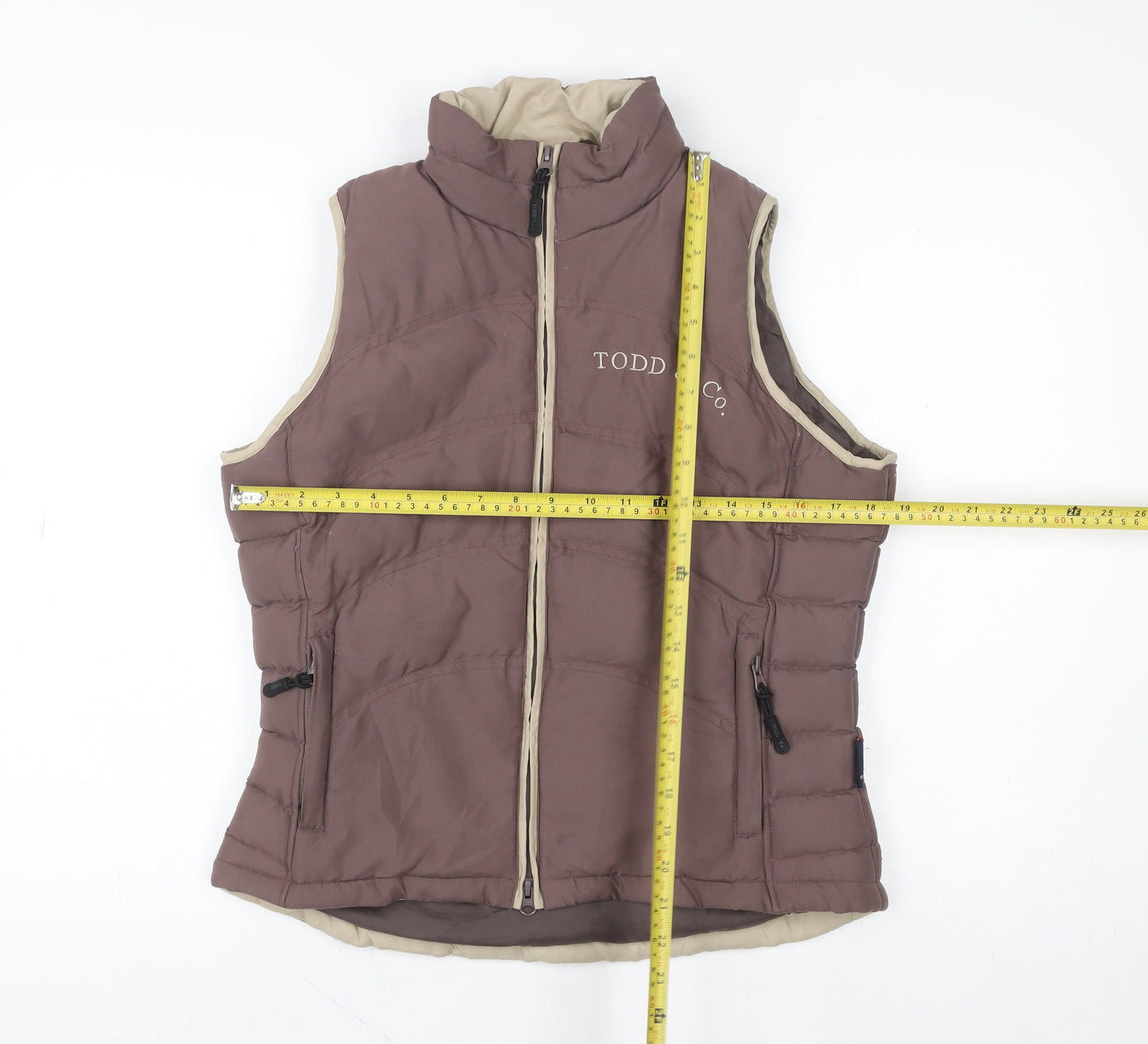 Todd & Co. Women's Brown Puffer Waistcoat Size 10 Sleeveless Gilet