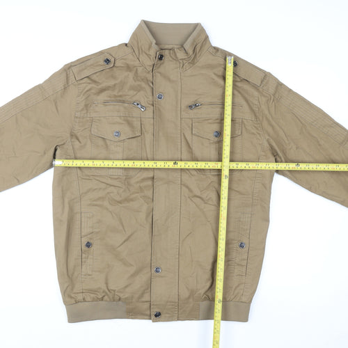 Outdoor Jacket Men's Beige Medium Military Style Cotton Zip Jacket