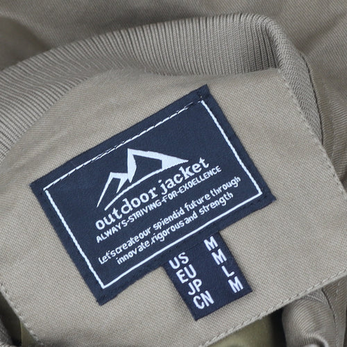 Outdoor Jacket Men's Beige Medium Military Style Cotton Zip Jacket